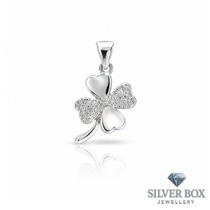 Сребърна висулка „Lucky Clover“ с циркони SV909