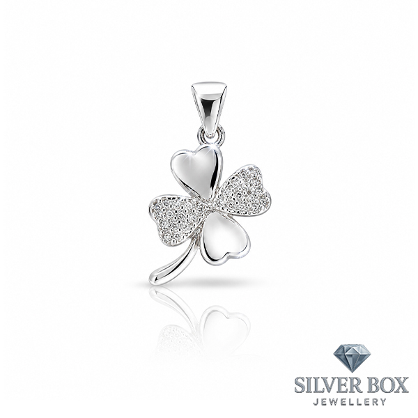 Сребърна висулка „Lucky Clover“ с циркони SV909