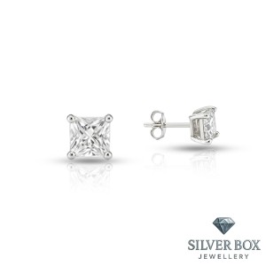 Сребърни обеци с квадратни циркони SB120013