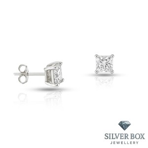 Сребърни обеци с квадратни циркони SB120013