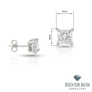 Сребърни обеци с квадратни циркони SB120013
