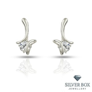 Сребърни обеци с кръгли циркони SB121925