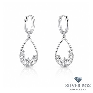 Сребърни обеци "Crystal Teardrop“ с циркони SO1048